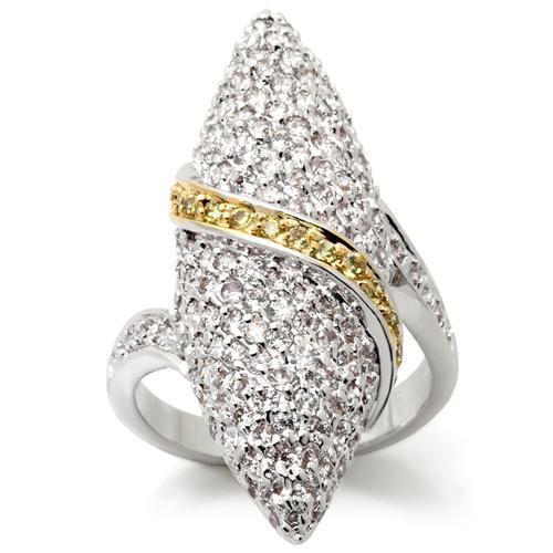 JCE099 Gold+Rhodium Brass Ring with AAA Grade CZ  in Topaz