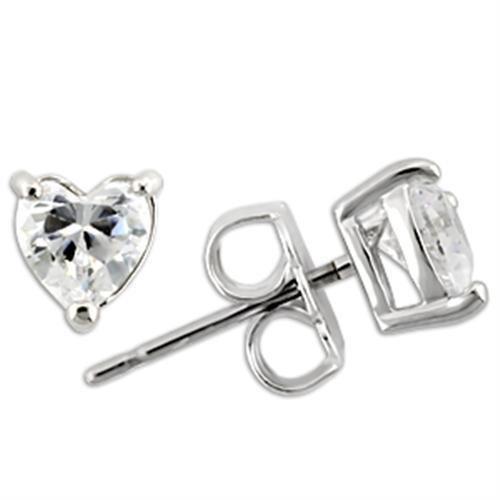 JCE165 Rhodium 925 Sterling Silver Earrings with AAA Grade CZ  in Clear