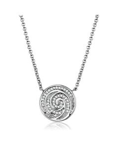 JCE3W1029 - Rhodium Brass Chain Pendant with AAA Grade CZ  in Clear