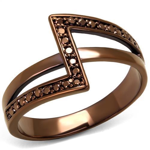 JCE1162-5 IP Coffee light Brass Ring with AAA Grade CZ  in Light Coffee-5