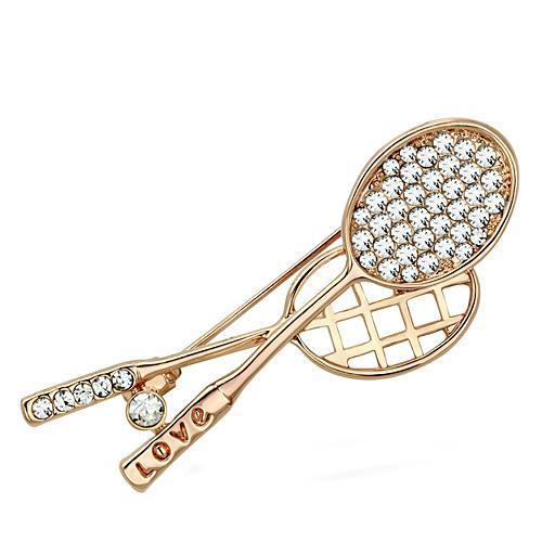 JCE2828 Flash Rose Gold White Metal Brooches with Top Grade Crystal  in Clear