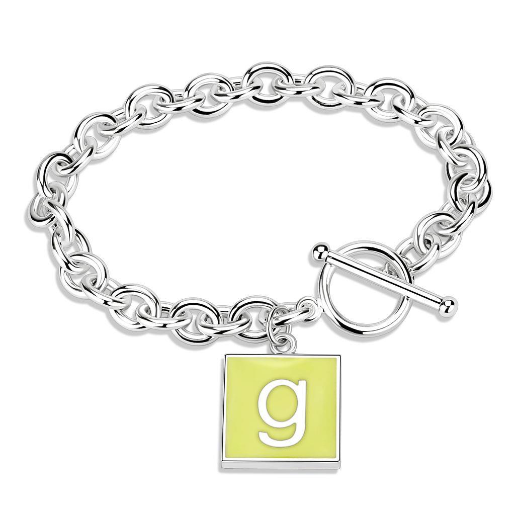JCE4646-7 High-Polished Brass Bracelet with Epoxy  in Emerald-7"