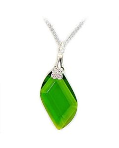 JCEA162-18 Rhodium Brass Chain Pendant with Synthetic Spinel in Peridot-18"
