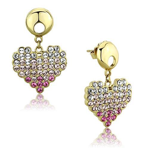 JCE1456 IP Gold(Ion Plating) Stainless Steel Earrings with Top Grade Crystal  in Multi Color