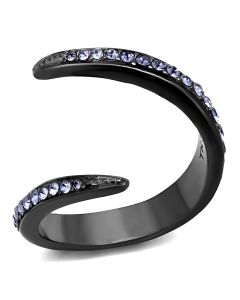 JCE2732-5 IP Light Black  (IP Gun) Stainless Steel Ring with Top Grade Crystal  in Tanzanite-5