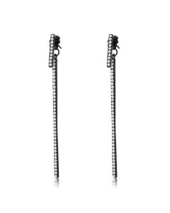 JCE3470 IP Black(Ion Plating) Stainless Steel Earrings with Top Grade Crystal  in Clear